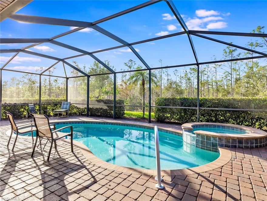 Excellent Estero value with over 2000 quality square feet, 4 bedrooms, 3 full baths, upgraded hurricane shutter package throughout, crown molding, upgraded laminate flooring throughout, NEW ROOF, New A/C and much more! Original Owner! Features a Beautiful kitchen overlooking the great room areas, this popular Trevi model offers ample space to live and entertain with an en-suite making it the perfect setup for your family and guests. Relax in your private pool and spa while enjoying expansive nature preserve views.
Bella Terra has a Resort-style Clubhouse, 24 hour fitness center, numerous activities for all ages, A pool and spa unmatched by others, children's play area, volleyball courts, tennis courts, basketball and much more. Call today for your private showing appointment.