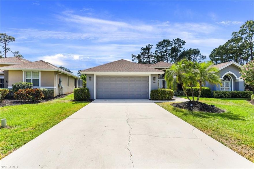 Beautiful Ranch located in gated community of Briarwood. Well maintained 4 bedroom, 3 full bath, 2 car attached garage. With 2136 sq. ft. under air . Several rooms with vaulted ceilings, crown mold through out. Plantain shutters on windows , and Hunter Douglas shades on all sliders. Totally updated kitchen , 42 in. upper cabinets, glass tile backsplash, under mount stainless steel sink, All Samsung appliances, including washer and dryer . Fully caged pool and lanai, with built in grill. Nicely landscaped yard. Only minutes to downtown Naples, Beaches, and I-75.