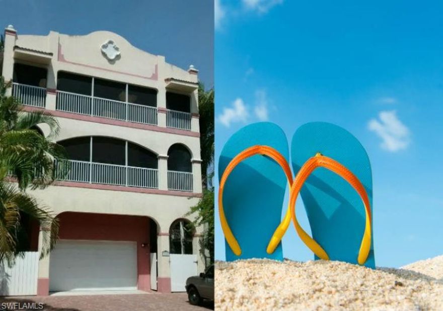 LIVE IN ONE UNIT AND RENT THE OTHER - or rent them all. Outstanding vacation rental home with future bookings in place. Weekly rentals are allowed. The property has been rented out as one property to larger families in the past. Solidly built from top to bottom in 2003 with 2,720 / 5,500 ft. The property allows a short walk (approx 5 min) to reach some of the most beautiful beaches Florida has to offer. 1st floor garage (20 ft high ) with a storage room behind it leading to the pool area. Recently installed electric pool heater in place. The 2nd floor offers a lanai-screened loggia to the larger 3/2 unit. The top floor welcomes you with a huge screened-in patio area in front of the 2/1 unit. Ocean views from the corner living room window and back bay view from the patio. External staircase. The 2 units are separated within the building. The property has been remodeled recently and includes 2 barely used kitchens (2009) and was repainted in 2016. 2 new AC units were installed approx 3 years ago. Both units are turnkey and ready for future rentals.