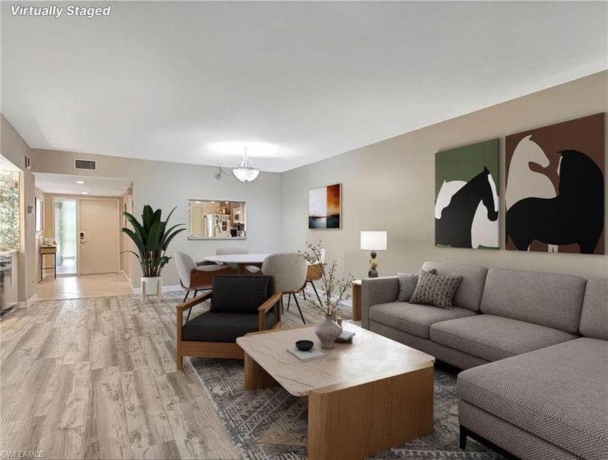 Welcome to 1810 Kings Lake Blvd #103 — a beautifully positioned first-floor residence offering comfort, privacy, and one of the best locations in The Hamptons at Kings Lake.

This turnkey 2-bedroom, 2-bathroom ground-floor condo features an ample floor plan with over 1,300 square feet of living space. It’s light, bright, and surrounded by beautiful lake and foliage views that truly capture the best of Naples living.

The spacious extended 210 sq. ft. screened lanai overlooks Kings Lake, creating the perfect setting for morning coffee or relaxing evenings. The eat-in kitchen includes sliders to the front lanai, bringing in natural light and fresh air. The master suite offers a walk-in closet, private vanity area, and sliders opening directly to the lanai for seamless indoor-outdoor living.

Recent updates include brand-new luxury vinyl flooring, brand-new Kohler toilets with bidets, and new lanai and concrete work — giving the home a fresh, move-in-ready feel. The property has had no damage or flooding from the past five hurricanes and experienced no power outages, offering peace of mind and resilience.

Located in an excellent Hamptons location, you are just steps to two community pools and enjoy access to tennis courts, pickleball, and a scenic bike and jogging path around Kings Lake. This pet- and people-friendly community is known for its abundant foliage and tranquil atmosphere.

Walk or bike directly to Publix, Starbucks, shops, dining, and restaurants with convenient access from within the community. Just 4 miles from Naples Beach and the famous 5th Avenue South downtown district, you’re perfectly positioned to enjoy everything Naples has to offer.

With quick access to I-75 and close proximity to Naples Private Airport, this home is ideal as a full-time residence, second home, vacation retreat, or investment property. The property is currently rented seasonally with a seasonal lease in place.

Spacious. Peaceful. Prime location. The best of Naples living awaits.