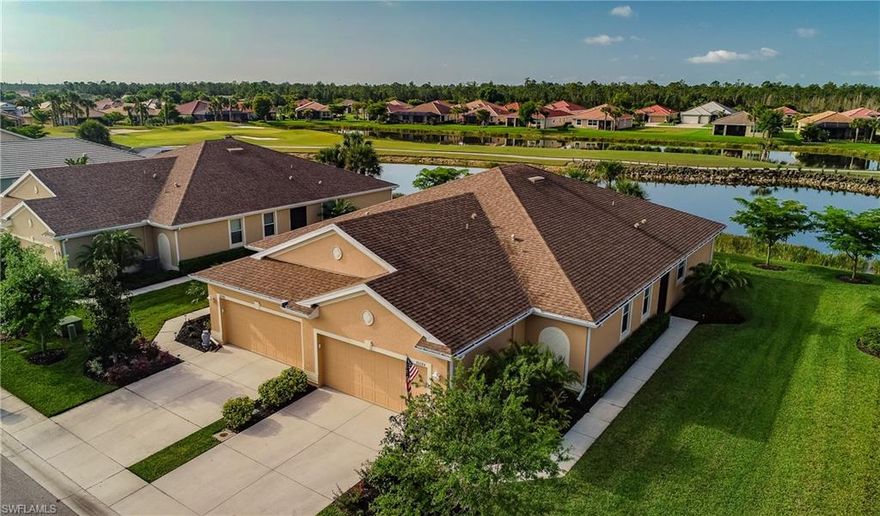 WOW!  You will be incredibly impressed with this PRISTINE villa in Magnolia Landings!  There is absolutely NO comparison between this established home and new construction with similar floor plans.  Check it out for yourself.  This villa boasts two bedrooms, a den, kitchen/dining/living room combination, two full bathrooms, multiple walk-in closets, stainless steal appliances and french doors.  The upgrades in this home (UNLIKE THE NEW CONSTRUCTION) include:  42" solid wood cabinets, granite (kitchen & bath), back splash, abundant and beautiful lighting, multiple ceiling fans, crown molding and gorgeous tiled showers in both bathrooms.  You will love spending mornings sipping your coffee on the partially covered, screened lanai.  OH, did I mention the VIEW?  Your eyes will be automatically drawn to the mature landscaping, a sparkling lake and the 12th fairway of the golf course. You will not be disappointed with this immaculate villa.