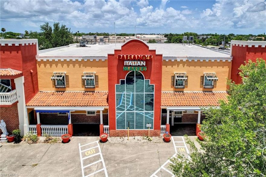DOWNTOWN CAPE CORAL! Fantastic opportunity for a business to make this solid building of over 17,500 sq ft a great operation.  This building thrived as Paesano's for over 30 years, owners are ready for their next chapter.  This 2 story property is within the highly beneficial (SC) South Cape Zoning District, the C.R.A and The South Cape Hospitality & Entertainment Area.  This listing includes both 862 Lafayette St. (the building and some parking) and for an additional off-street entrance from the south and parking, 859 Miramar St.  Located 1 block south of Cape Coral Parkway and 1 block east of Coronado Parkway. The building has 6 walk-in in coolers and 3 walk-in freezers, 2 commercial kitchens and a butcher room and phase-3 power.  A great deal of FFE are on premise for consideration of sale.  Multiple restrooms.  The 2nd floor office has a small balcony overlooking main shopping area floor that has the soaring ceiling.  The "patio seating" has one of the kitchens with pizza ovens, gas stoves, fryers and more.  It is a large screened area with power shutters.
Use your imagination...this location could be profitable with a number of different businesses because of the square footage, location and parking.  Key* The New Apartment Complexes One Block Away, "The Cove On 47th" On Cape Coral Parkway Has 327 Units And "Madison Square" On Miramar Has 82 Units - OVER 400 NEW UNITS!
Also, 2 other big projects about to begin which will bring additional positive impact to this location, the CRA Project, Bimini Basin East and a private project Bimini Square which offers 218 additional upscale apartments and a 500-space parking garage all within easy walking distance.