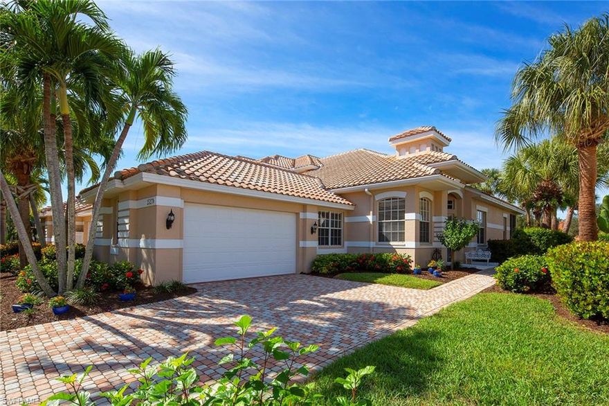 Beautifully maintained and freshly painted Baycrest villa with brand new stainless steel kitchen appliances and farm sink. Located on the west side of the community, this home has open golf course view and offers beautiful sunsets. The Baycrest community manages landscaping, irrigation, and regular exterior painting. A short walk to the community pool and spa provides relaxation and socializing. Pelican Landing offers an unbeatable amenity package with private water taxi to the Community-owned beach park on the Gulf, tennis, pickleball, canoeing/kayaking, sailing, fitness center and more. Pelican's Nest Golf Club has several membership plans available. Most furniture is available. Ask listing agent for details. Come join this special community! To see a great video about Pelican Landing, click on the Virtual Tour URL 2 link above or copy and paste this into your browser: https://youtu.be/9RyOe8DAC3o