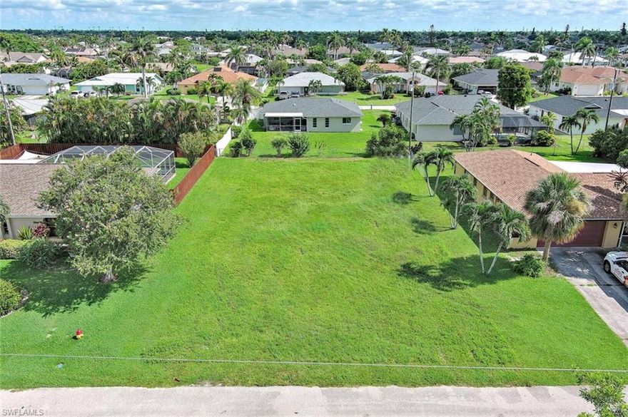 Prime SW Cape Coral location! Terrace offers the perfect opportunity to build your Florida dream home in one of the most sought-after neighborhoods in the area. Surrounded by newer homes and located in a quiet, well-maintained area with city water and sewer in place. Enjoy easy access to shopping, dining, schools, and the beautiful Gulf beaches. With western rear exposure, you’ll love the stunning sunset views from your future lanai or pool. Don’t miss this opportunity to own a piece of paradise in booming Cape Coral!