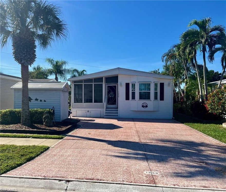 Immaculate manufactured home in Silver Lakes RV Resort.  This 2 bedroom/2 bathroom home is move in ready and being sold turnkey.  The living and dining area opens up to a screen/window lanai overlooking the southern facing view of the golf course with a green right in your backyard.  Built on a larger lot in Silver Lakes, this property also has a 6x10 storage shed capable of storing a golf cart.