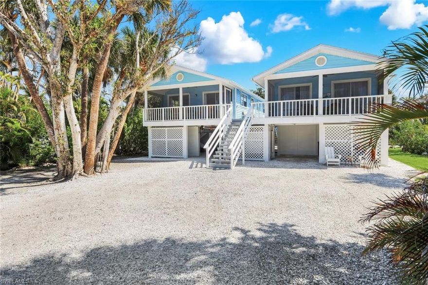 Less than a Five-Minute Walk to the Beach — Charming Coastal Investment Opportunity on Sanibel!

Welcome to 746 Cardium Street, where the best of beachside living meets exceptional investment potential. Located less than a five-minute walk to one of Sanibel Island’s most renowned beaches, this unique multi-family property offers the perfect blend of lifestyle and income opportunity.

The beautifully maintained property features two charming beach cottages, each offering 2 bedrooms and 1 bathroom, with a combined 1,280 square feet of living space under air. Immaculately kept, the living areas experienced no flood damage, providing added peace of mind. The property also features a new roof installed in 2023, adding additional value and durability.

Whether you choose to live in one unit while renting the other, or lease both to maximize rental income, the flexibility makes this property ideal for investors or those seeking their own island retreat with income potential.

Perfectly positioned just off Periwinkle Way and Donax Road, the property offers easy beach access just a short stroll away. Nearby Middle Gulf Drive provides convenient access to local shopping, dining, and island attractions.

Each elevated cottage includes a private screened lanai, expansive decking, and dedicated storage space for all your island gear. The generous lot also offers room for the potential addition of a private pool, further enhancing the outdoor living experience.

These inviting cottages are ideal for a personal island getaway, seasonal escape, or a thriving vacation rental investment.

Don’t miss this rare opportunity to own a slice of paradise on Sanibel Island.