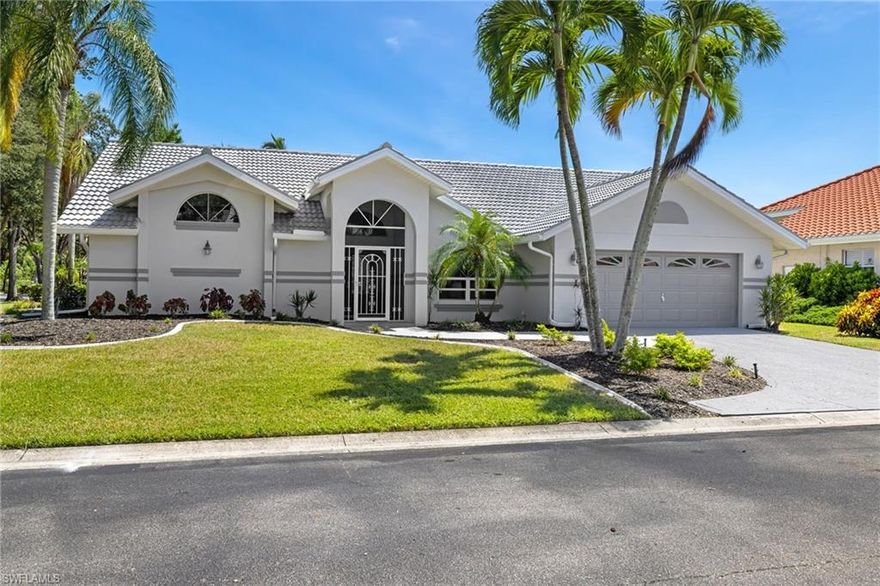 Fantastic location ......... This lovely spacious home is located in the prestigious riverfront community of Caloosa Yacht and Racquet Club with an opportunity for boat dockage if desired. BRAND NEW TILE ROOF JUST INSTALLED ! Spacious floorpan with split bedrooms, formal living and dining, eat in kitchen, large family room, laundry room with tub, reverse osmosis water system, while home generator, updates include the new roof 8/22, new electrical panel, new hot water heater, interior and exterior paint and driveway, large corner lot, stamped concrete driveway, new sod and plants. The community boasts an olympic sized pool, waterfront on the Caloosahatchee river, The Blue Coyote 5 star restaurant, park area with a place to kayak and store non motorized watercraft, pickle ball and tennis courts and more ! Dockage up to approx 30ft is currently available at $4.00 per FT per month (can change check availability).  All of the maintenance has just been completed and it is move in ready....priced competitively and easy to show.