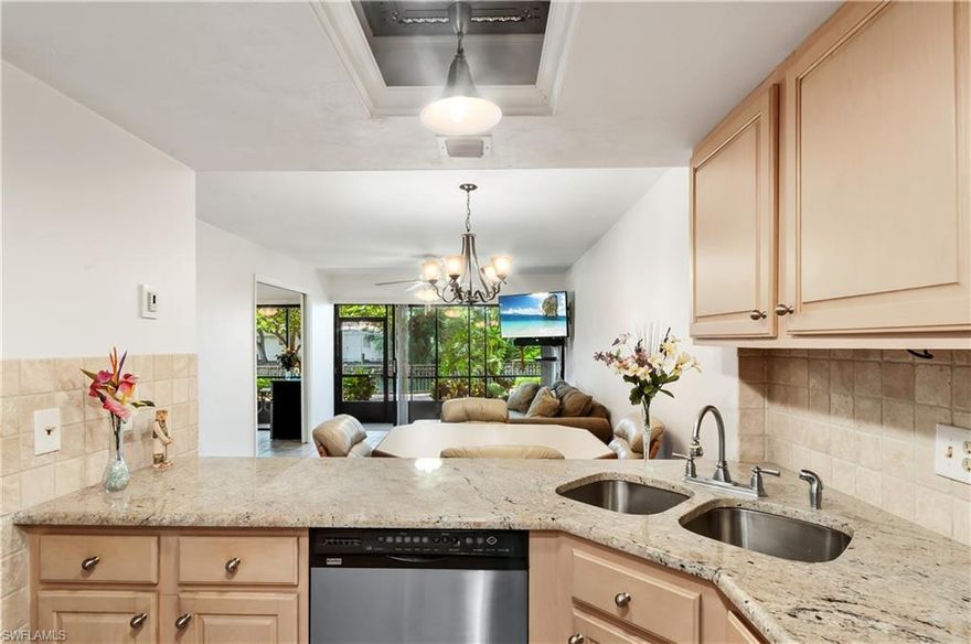 Great investment opportunity or vacation getaway located in tropical hideaway of Park Shore Resort, Walking distance to numerous restaurants & shops and within easy minutes to the Village Shops on Venetian Bay, Waterside Shops, and the famous Naples beaches. Park Shore Resort is an amenity-rich community with  on-site restaurant, on-site management, heated pool and spa, covered picnic area and barbecue grills, tennis, basketball and racquetball courts, and an exercise room and access to the private beach of Park Shore. This is a rare opportunity also allows the flexibility of weekly/daily rental.  Unit is recently painted, and offers an open floor plan, 2 bedroom 2 baths, tile through out, a fully equipped kitchen with pantry, and a spacious lanai overlooking the lake and landscaped area. Walking distance to the neighborhood amenities.