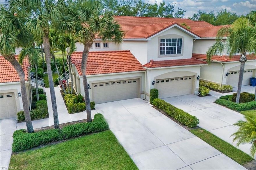 Beautifully upgraded Avalon Bay retreat! This second-floor condo features a thoughtfully designed floorplan with vaulted ceilings and abundant natural light, creating an open, airy feel throughout. Offering over 2,000 square feet, the residence includes 3 bedrooms plus a versatile flex room—ideal for a home office, den, or hobby space. The spacious third bedroom measures an impressive 12' x 17'. A chairlift has been installed for added convenience and accessibility.

The kitchen has been tastefully updated with stainless steel appliances, a sleek quartz countertop, and a modern glass backsplash. Both bathrooms showcase new fixtures and quartz surfaces, while the primary suite offers dual sinks and a frameless walk-in shower. Additional upgrades include new ceiling fans, plantation shutters, enhanced lighting, and fresh interior paint.

Major systems have been updated for peace of mind, including a new HVAC system (2021) and water heater (2023). The laundry room is both functional and stylish, featuring a barn door, quartz counters, and a utility sink. Every detail reflects a cohesive design curated with an artistic touch.

Step outside to the tiled lanai—perfect for dining or relaxing—overlooking a serene green space. The property also includes a 2-car garage with overhead storage and additional ground-level space.

Avalon Bay residents enjoy a host of amenities covered by HOA fees, including HD cable and internet, insurance, clubhouse access, pool, tennis courts, and beautifully maintained grounds. Known for its low-density setting and welcoming atmosphere, the community is ideally located near shopping, beaches, HealthPark, Golisano Children’s Hospital, the public library, and a wide variety of dining options. With no CDD or city taxes, this home offers exceptional value and convenience. Furnishings are available with select exclusions.