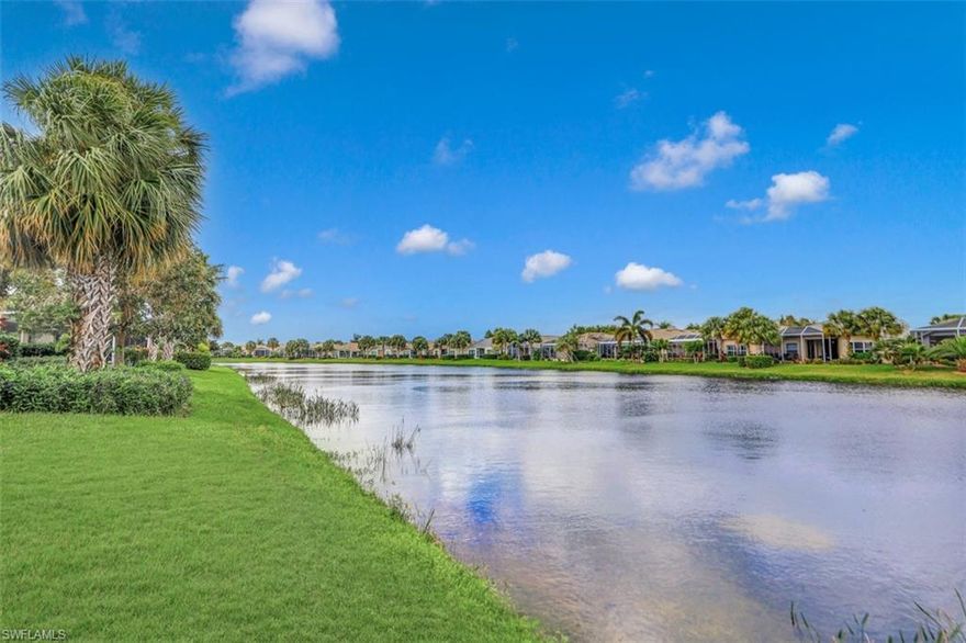 Welcome to SANDOVAL and to this charming and well maintained waterfront home located in the Belleville division. Low HOA fees covering lawn maintenance, cable and internet so like getting amenities for free! Lots of NATURAL LIGHT, tile throughout main living area with plush carpeting in bedrooms! The master bath has DUAL SINKS, WALK IN SHOWER along with a walk-in closet. The kitchen has wood cabinetry, white appliances, and breakfast nook overlooking the BEAUTIFUL LAKE VIEWS. Informal and formal dining areas, interior laundry room with garage access. The PAVERED DRIVEWAY, TILE ROOF and MATURE LANDSCAPING completes the exterior charm and curb appeal. Home is currently tenant occupied and lease ends 3/31/21.  Sandoval is a gated and patrolled community, centrally located known for its relaxed lifestyle living with plenty of activities for all ages! RESORT STYLE POOL, FISHING PIER, 2 DOG PARKS, KIDS PLAYGROUND, BOCCE BALL, VOLLEYBALL, BASKETBALL AND TENNIS COURTS just to name a few.