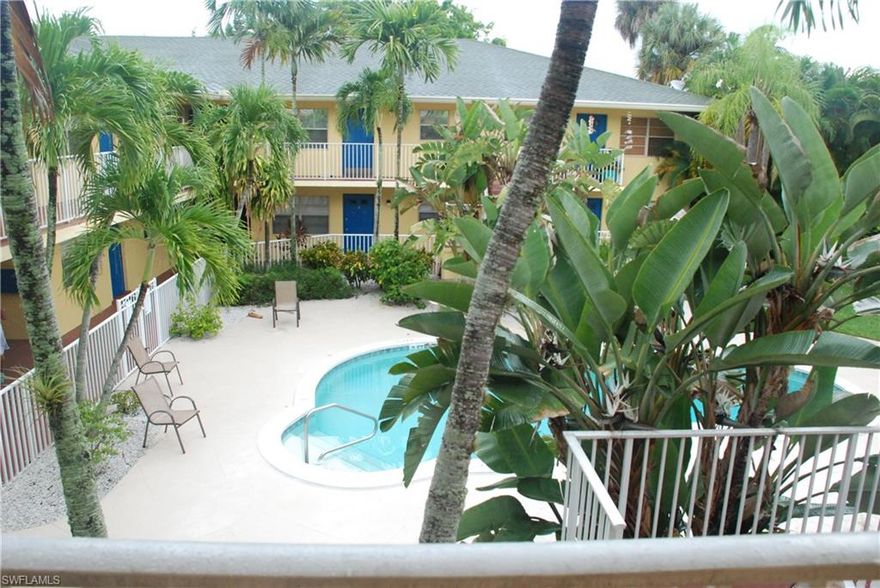 This attractive 2 bedroom 2 bath unfurnished condo is in nice condition and the perfect choice for a starter home, or rental income.  It has some great updates including counter tops and cabinets, and there's tile throughout!  Must see to appreciate, but be sure to check out the pictures online and note the nice pool view in the courtyard.