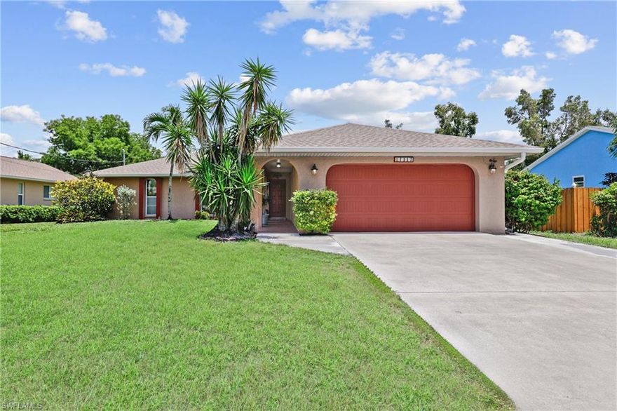 Welcome to this well-maintained 3-bedroom, 2-bathroom home with a 2-car garage, ideally located in the desirable San Carlos Park community of Fort Myers. This charming residence offers comfort, functionality, and peace of mind with recent updates and no flood insurance required. Step inside to discover a spacious layout designed for everyday living. The kitchen is equipped with tile flooring, Corian countertops, a stylish tile backsplash, and quality appliances including a Whirlpool stove and dishwasher, and a Frigidaire refrigerator—perfect for cooking and entertaining. The master suite features cozy carpet underfoot, while the master bathroom boasts tile flooring, dual sinks, a large shower, and a private water closet. The tiled guest bathroom features a tub and shower combo for added convenience. Additional highlights include a newer roof replaced in 2023, a Whirlpool water heater.  Enjoy the outdoors in the fully fenced backyard or relax on the screened-in lanai. Centrally located, this home offers easy access to I-75 and is just minutes from Florida Gulf Coast University, an Excellent School District, the Library, Gulf Coast Town Center, RSW International Airport, and a variety of local shopping and dining options. Don’t miss the opportunity to make this move-in-ready home yours!