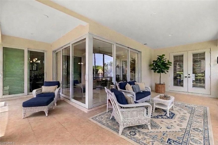 Welcome to this beautifully updated, turnkey first floor residence in the highly desirable Vivaldi neighborhood of Miromar Lakes Beach & Golf Club. Freshly painted in a soft, neutral palette, the home feels warm, bright, and inviting from the moment you step inside, with natural light flowing throughout the open living spaces and peaceful lake views creating a relaxing coastal atmosphere.

The thoughtfully designed floor plan offers a spacious primary suite with dual vanities, a soaking tub, and a separate walk in shower, creating a comfortable private retreat. A guest bedroom and full bath provide a welcoming space for visitors, while the versatile den, currently arranged as an additional bedroom, can easily serve as a home office, media room, or cozy reading space.

At the heart of the home, the chef’s kitchen features a gas cooktop, wall oven, walk in pantry, and breakfast bar, all opening seamlessly to the dining and living areas. Large zero corner sliding glass doors invite the outdoors in and lead to a peaceful screened lanai overlooking the water. With its ideal eastern exposure, the lanai is the perfect place to enjoy morning coffee as the sun rises or unwind in the evening with tranquil lake views.

Plantation shutters throughout add timeless charm and privacy, while the attached two car garage offers everyday convenience. Just a short stroll away, residents can enjoy the private Vivaldi clubhouse and pool, creating a neighborhood gathering spot right nearby.

Living in Miromar Lakes means enjoying one of the most celebrated resort communities in the country. Residents have access to more than 700 acres of freshwater lakes for boating and watersports, along with three miles of private white sand beach. Amenities include a spectacular 10,000 square foot infinity pool, tennis, pickleball, bocce, two waterfront restaurants, a European style spa, a state of the art fitness center, and an active year round social calendar. Golf enthusiasts also have the opportunity to join the championship course designed by Arthur Hills.

Ideally located near Southwest Florida International Airport, Coconut Point, and Gulf Coast Town Center, this residence offers the perfect blend of luxury, convenience, and relaxed Florida living.