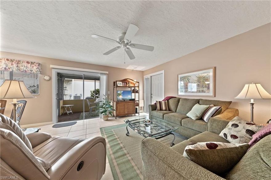 Nicely updated townhome now available in the Provincetown community. Offering 2 bedrooms, 1.5 baths, updated kitchen, screened lanai and 1 car garage located in a friendly community in one of the best locations. Washer and dryer are located within the condo and additional storage in the garage area. Great first home, investment or seasonal oasis. Lease in place February 1st - April 30th, 2020. Provincetown landscaping is impeccable and the amenities include 24-hour security, 2 heated pools, 3 tennis courts, and 2 shuffleboards.  Have peace of mind and enjoy paradise with low home maintenance and low HOA fees. Convenient to US 41, FSW College, Barbara B Mann Performing Arts Hall, RSW international airport, shopping, dining, entertainment, and many beautiful surrounding beaches. Make your appointment today!