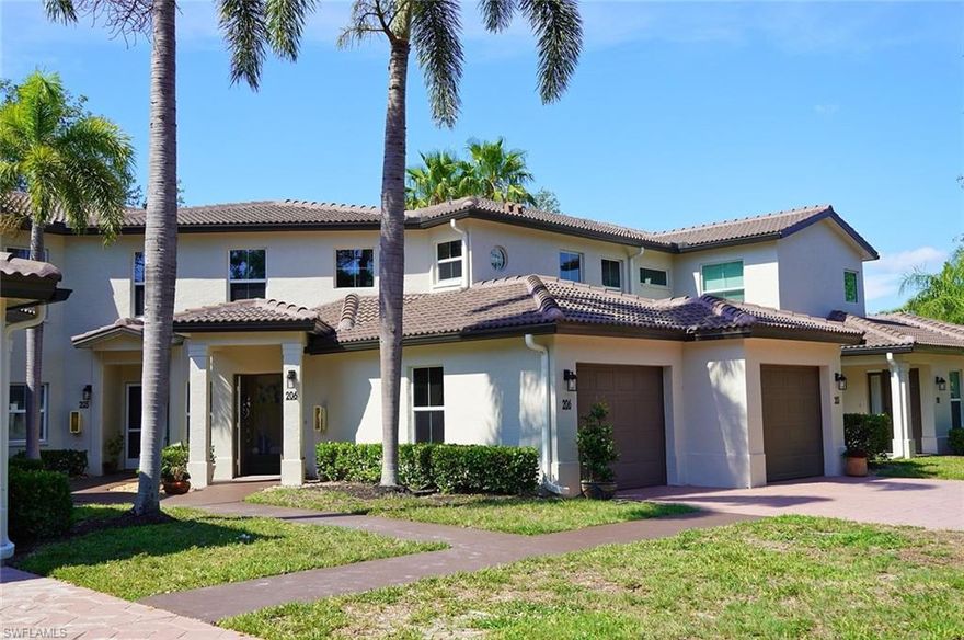 Discover the beauty of Diamond Lake in this exquisite 3BR/2BA upstairs condo, showcasing stunning lake views and a spacious 1-car attached garage. The residence, with its high-volume ceiling and open-concept living room, perfectly captures the lake and fountain views. The kitchen features granite countertops, pull-out cabinets, a beautiful backsplash, and appliances updated in 2006. Retreat to the master bathroom outfitted with a new shower, floors, and countertops. The guest bathroom flaunts a new tile tub to the ceiling. The A/C was replaced in 2021. Enjoy the no-see-um screened lanai, introduced in 2022, complemented by hurricane shutters and impact windows. Fresh paint and a new roof, added in 2022, elevate this home's allure. Located near Seed to Table, various hospitals, and multiple shopping and dining venues; 4.4 miles to Delnor-Wiggins Pass State Park, and 21.6 miles to Southwest Florida International Airport. Just 4.5 miles to Mercato and one mile east of I-75. Discover your Diamond Lake paradise today!