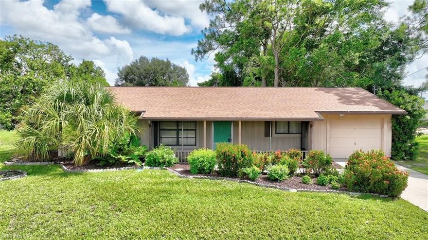 Welcome to this charming single-family home centrally located Lehigh Acres! This lovely property boasts 3 bedrooms, 2 bathrooms, 1 car garage, and large back yard. The interior features a perfect blend of carpet and tile flooring, creating a warm and cozy atmosphere. The original owner has meticulously maintained this home, ensuring that it is in pristine condition for its new owners. With a newer roof, gutters, dishwasher and a hot water heater, provides a well-maintained and updated home. Nestled in a quiet neighborhood, this home offers 2 screened in lanai's perfect for relaxing after a long day.  Make your appointment today to see this adorable home!