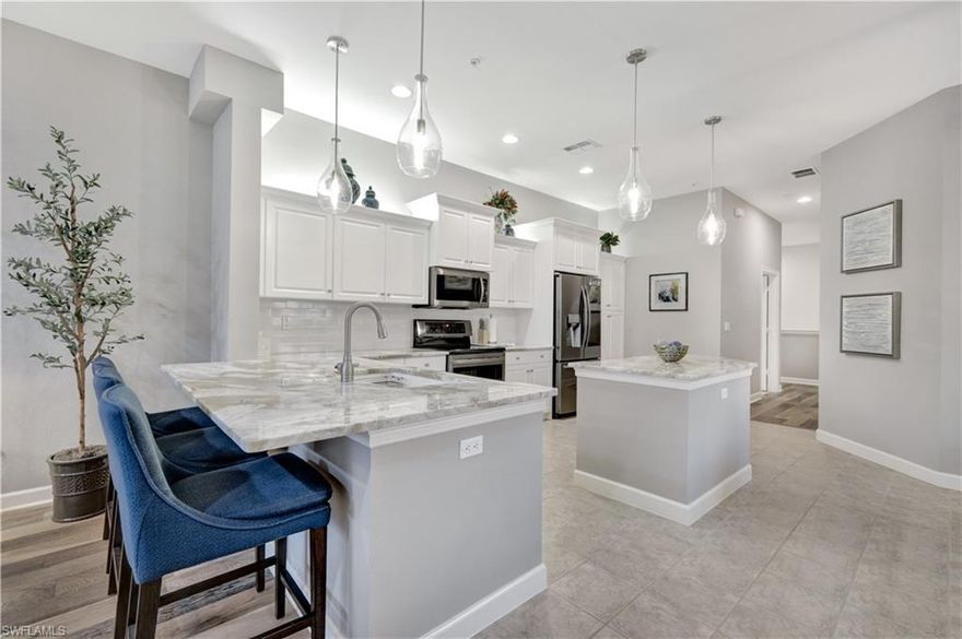 Light, bright, and airy with its desirable southern exposure, this highly sought-after second-floor Tellaro floor plan is move-in ready and impeccably maintained. Offering 2 bedrooms plus a den, 2 bathrooms, and a 1-car garage, this beautifully appointed residence enjoys peaceful lake views with a fountain feature and lush landscaping that provides both privacy and a serene backdrop.

Ideally positioned directly across from one of the community’s inviting pools within the gated Enclave at Rapallo, the location is hard to beat. Just steps outside the gates, you’ll find all the shopping, dining, and entertainment that Coconut Point has to offer.

Rapallo at Coconut Point is a Mediterranean-inspired, resort-style community in the heart of Estero, known for its vibrant lifestyle and exceptional amenities. Residents enjoy a grand clubhouse, two lagoon-style pools, a 25-meter Olympic lap pool, and a lakeside sandy beach. Additional highlights include a recently renovated fitness center, spa and sauna, five lighted Har-Tru tennis courts with a pro shop, a kayaking club, fishing pier, bocce courts, and miles of scenic walking and biking paths surrounded by lush botanical gardens.

This is an incredible opportunity to enjoy the best of Southwest Florida living in a prime location.