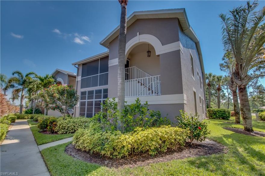 ATTENTION GOLF LOVERS! Enjoy a friendly, social community with BUNDLED GOLF at the affordable and private 
Olde Hickory Golf and Country Club. This 2nd floor, 3 Bed+Den, 2 Bath and 1-Car Garage Veranda unit is being offered TURNKEY! A Great Room floor plan leads to a Screened-in Lanai with beautiful Water view and Hurricane Shutters. Bright Eat-in-Kitchen with Breakfast Bar, Pantry, and Vaulted/Volume Ceilings. Carpeted Master Suite with Vanity Area and separate Tub and Shower. New Carpet and A/C Handler (which is under a maintenance contract), and Newer Washer and Dryer. Amenities include a membership in the 18-Hole Championship course designed by Ron Garl, newly renovated 22,000 sf. Clubhouse with Gourmet dining and on-site Certified Executive Chef, a Pool in the Verandas and a Master Pool with poolside food service, Fitness Center with state-of-the-art fitness equipment and classes, two Har-Tru tennis courts, four Pickleball courts-all within walking distance! Close to SWFL Airport, I-75, shopping and dining venues, and some of Florida's best beaches. See it today!