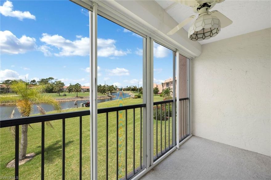 In need of a little TLC and priced to sell fast! With southwestern exposure and a panoramic view of the lake and Quail Run’s Golf Course, one will be able to enjoy Naples’ picturesque sunsets on a nightly basis! This 2 bedroom unit has been designed for the back bedroom to also serve as a flex space allowing multiple uses and adding a spacious open floor plan feel to this sunny second floor residence. Additional highlights include impact windows, AC (2018), and water heater (2017). Conveniently located near the elevator, additional storage, and laundry facilities. The Turtle Lake Golf Colony features numerous amenities including a clubhouse, oversize heated pool, sauna, billiards, tennis, pickleball, and shuffleboard. Ask the listing agent about golf & social memberships for the Quail Run Golf Club that are available.