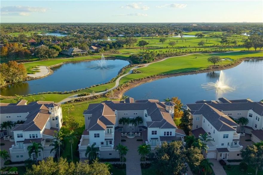 A truly exceptional offering within one of Naples’ most sought-after 36-hole golf communities. This partially furnished, 3-bedroom plus den, 3.5-bath residence spans 2,764 square feet of thoughtfully designed living space and is ideally oriented to capture uninterrupted southern views across manicured fairways, tranquil lakes, and unforgettable sunset skies. The open, elegant floor plan is tailored for both refined entertaining and effortless everyday living, flowing seamlessly from the expansive great room into a beautifully appointed kitchen with generous counter seating and abundant storage. An oversized, tiled lanai extends the living space outdoors, offering year-round enjoyment of the sweeping panoramic vistas. Each bedroom serves as a private retreat with its own en-suite bath, while the primary suite impresses with French doors opening to the lanai, a spa-inspired bath, and a custom walk-in closet. Residents of Avellino Isles enjoy access to a recently renovated clubhouse featuring a Junior Olympic pool, fitness center, and inviting social spaces, all within the prestigious, amenity-rich Vineyards community—just minutes from Naples’ premier dining, shopping, and Gulf beaches.