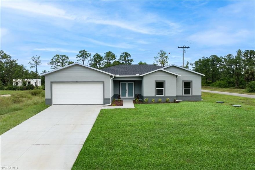 3 spacious bedrooms, 2 1/2 bathrooms, and a 2-car garage, this home is designed with an open floor plan perfect for modern living. The luxurious master suite features a walk-in shower and dual sinks for added convenience. The stylish kitchen is equipped with an appliance credit, granite countertops, and ample cabinet space. Beautiful laminate flooring extends throughout the living areas, enhancing the home's elegant yet functional design. Step outside to the lanai under truss, ideal for relaxing or entertaining. This home seamlessly blends contemporary style with everyday practicality, making it the perfect place to call home.