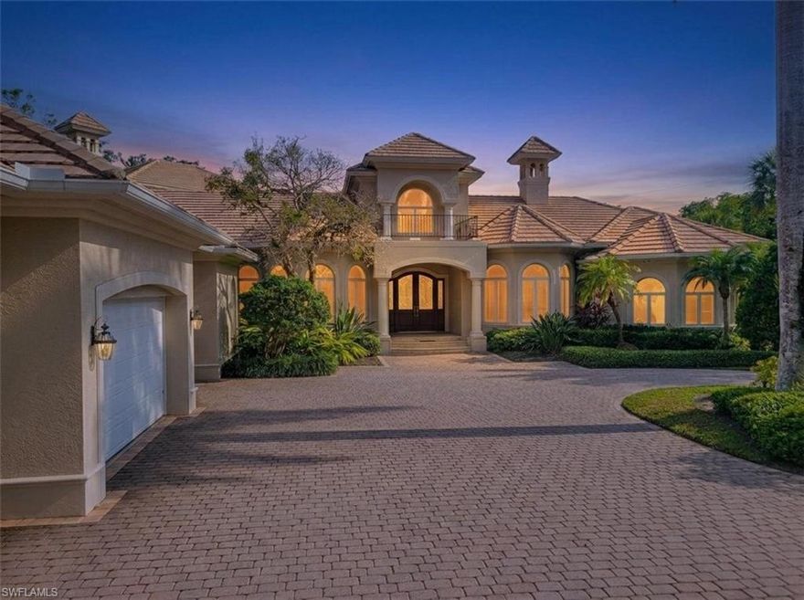 Significant Price Reduction on this Legacy Home and Homesite with Gulf Access.  THE LARGEST OF ONLY 5 RIVERFRONT HOMES IN COLLIER'S RESERVE. Southern Orientation located at end of Private Cul-De-Sac.  IMMEDIATE Golf Membership, by-pass waitlist. 
This elegant and inviting home seamlessly integrates indoor and outdoor living and entertainment. From the moment you enter the double front doors you will be drawn to the view by a wall of glass, overlooking the double infinity edge pool, fountain and hot-tub. The home features 4 Ensuite Bedrooms, Study and Powder Bath, Full Pool Bath and an Oversized 4 car garage.
The open concept Living Room and Kitchen has no obstructions with zero corner pocketing sliders accessing the spacious lanai with covered dining, multiple sun decks,  summer kitchen bar and grill, Pool Bath and lush tropical landscaping.  The large intricate pool includes an upper spillover fountain with lily pad steps to get across the water, the main pool with adequate room to do laps or sit on the bench with in pool table, or enjoy the hot tub, pool and hot tub are heated by propane gas and electric heat pump.  Just steps down the deck is the dock with access to the gulf via flats boat, kayak or paddle board. 
The master suite has a full view of the lanai and also privacy set off from the main lanai activities.  
Within the master suite is a morning kitchen, his and her closets with organizing systems.  The spa like bath includes a jetted tub, walk in shower with multiple shower heads, dual sinks and vanity dressing area. 
Two ensuite guest bedrooms are on the first floor, one with a private screened patio to enjoy morning coffee, the other situated away from the activity of the home.  A large private suite located upstairs with a morning bar, overlooks the entire lanai and river view via a balcony.
The oversized 4 car garage can house all your vehicles and toys including a golf cart and full size suv.  
Quality details have made this home timeless including large format stone flooring, real wood flooring, ceiling accents and recesses, extensive accent and cabinetry lighting, landscape lighting, integrated sound system, 8' solid core doors throughout, security system and much more. 
Gulf Access via Cocahatchee River, can accommodate boats with folding bimini.
This home having been loved for 25 years by the original owners has all of the elements for a new family to make their own, with cosmetic updating to meet current lifestyles. New Roof.
Within Walking Distance to the Colliers Reserve Golf and Country Club and BoatHouse Dining.  All residents must join CRCC.  Purchaser of this home eligible for immediate Golf Membership, bypassing the waitlist.  For current fees and information,  please inquire.
Some images may be cosmetically virtually staged.