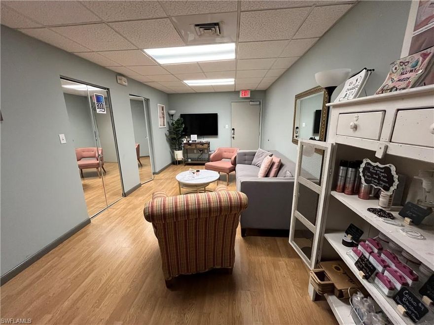 Water is included in the rental rate of $12 NNN or 1st year of $2300 for entire space.

Up to 1,400 sq. ft. 4th-floor unit that is fully built out as 5 Office or Salon Suites plus conference area, with a laundry/breakroom suite, whatever you choose for your business. The suite features newer flooring, a welcoming reception area, a private shower, and an in-unit washer/dryer. Could be leased vacant or with existing tenants.

Plenty of Parking and this building is conveniently located at the of Winkler and Evans Avenue, close to US 41 and Colonial Boulevard.

**********

Also For Sale: Unit 101-103 for investor.