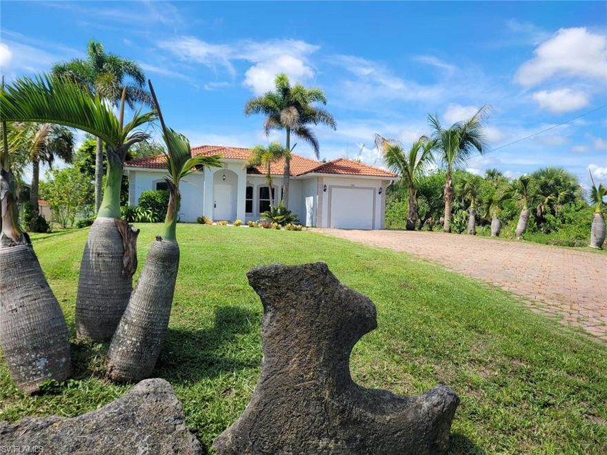 Nice family home, four bedrooms and two full bathrooms. Kitchen and bathrooms have been remodeled. This home has recently been painted both inside and outside. Nice backyard with fruit trees and a large lanai. The front yard is adorned with coconut palms and has a paved driveway. The A/C and water heater were placed in 2020. Good quiet neighborhood.