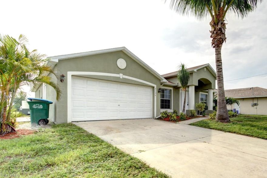 Immaculate 3 Bedroom, 2 Bath home located in the heart of Cape Coral, this desired area is close to shopping, schools and quick access to Ft Myers. This property won't last long, as it is the best value on the market. As you enter this home you will notice the elegant vaulted ceilings accented with a ceiling fan in the open family room that transitions into the gorgeous kitchen. The kitchen has updated modern cabinets complemented by beautiful wood flooring. The spacious bedrooms are perfect for any growing family. The stunning home has been accented with upgraded landscaping and your options are limitless with the large backyard, great for the addition of a pool. Schedule a showing right away, you will be impressed with the exceptional value.
