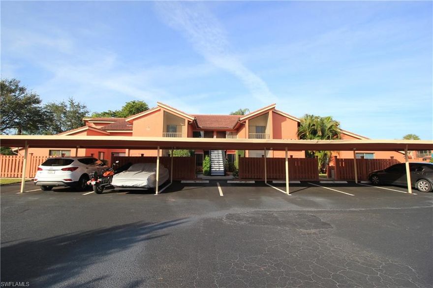 Convenient North Naples location. Only minutes to a hospital, restaurants, shopping, beaches, I-75 and La Playa Golf course. AC and water heater replaced 1 1/2 years ago. Totally renovated 2 bedroom, 2 bath second floor unit with porcelain tile flooring and updated appliances. Year round heated pool just a few steps from your front door. Storage unit on the ground floor for easy storage of bikes and more. 2 screened-in lanais, 1 carport space and 1 guest parking space. Quiet community in a great location!