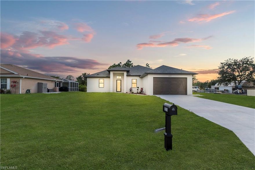 Brand-new single-family residence completed in 2025, thoughtfully designed to meet both family living and investment potential. The home offers three bedrooms, plus Den and two baths, a two-car garage, and high tray ceilings that create a bright and open atmosphere. All closets are fully built out, providing excellent storage and organization for growing households. The primary suite features a well-appointed bathroom with separate shower and private restroom, offering added comfort and privacy. The modern kitchen showcases a quartz countertop island, stainless steel appliances, and an open-concept layout well suited for everyday living and entertaining. Tile flooring throughout the home ensures durability and low maintenance, while hurricane-impact windows and doors add long-term value, safety, and insurance advantages. Move-in ready, this property presents a strong opportunity for primary residence, multi-generational living, or long-term investment.