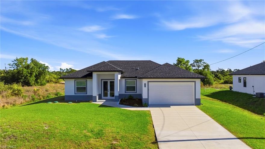 Brand New Construction in Growing Area of Lehigh Acres!

Welcome to this beautifully built 3-bedroom, 2-bathroom home offering modern design and comfortable living in one of the area’s fastest-growing locations. This new construction property features an open-concept floor plan with spacious living areas, a well-appointed kitchen, and a split-bedroom layout for added privacy.

Enjoy the convenience of being just minutes from State Road 82, providing easy access to shopping, dining, and major destinations. Ideal for commuters, this home is centrally located near Southwest Florida International Airport and Punta Gorda Airport, making travel a breeze.

Whether you're a first-time homebuyer, seasonal resident, or investor, this property offers the perfect combination of location, value, and brand-new construction peace of mind.

Don’t miss your opportunity to own a move-in ready home in a rapidly expanding area!

Some photos may be virtually staged to illustrate the home’s potential.