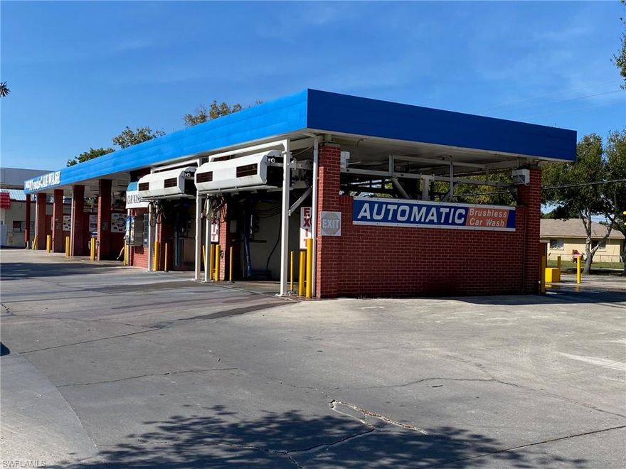 This car wash is located on a heavily trafficked road. 1 of 3 being offered individually or as a group.  See 1788 N Tamiami Trl and 2408 Winkler Ave.
$200,000 net profit on all 3.
• Established business since the 80s.
• Special car wash tax advantage under IRS Sec. 179 & 168k (accelerated depreciation)
• Homebuilder Neal Communities has bought 345 acres of land just North of the car wash. The property, is approved for 380 units.
• Race Track recently built a new gas station (no car wash) at the intersection with SR 31 and additional land has been developed, ready to be built. This car wash is located just 1500 feet East of said intersection.
• Across the street from Verandah, a 1,456-acre master-planned community which keeps growing
• Annual average daily traffic in front of the car wash: 47,000 vehicles.
• Excellent Visibility from both directions
• Easy Access from both directions (traveling East or West)
• 2 In-Bay Automatics and 4 Self Serve bays
• Vacuums, some with with fragrance and shampoo options
• Vending machines
• Lots of potential to increase the revenue