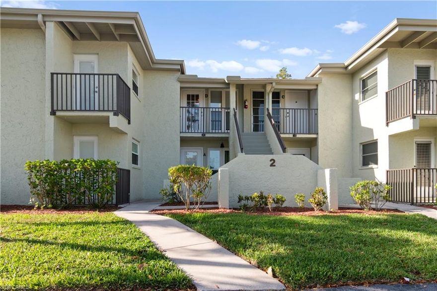 Impact windows and a newer AC are already in place, two major upgrades that save you money and give peace of mind from day one. Even better, you can bring your small fur baby (up to 30 lbs), which isn't always easy to find. Hidden Gardens is a 55+ community you may not have known about, but it's one you'll want to see. Centrally located in the heart of South Fort Myers, you're minutes from shopping and dining, about 10 miles to the beaches, and a short drive to RSW International Airport. This turnkey 2-bedroom, 2-bath second-floor condo is being sold turnkey, so you can move right in and start enjoying it immediately. Inside, you'll find tile in the main living areas and luxury vinyl plank flooring in the bedrooms, along with an open, functional layout and a bright sunroom that adds extra living space you'll actually use. You'll also appreciate the large indoor laundry room with washer and dryer, plus a convenient storage closet just outside your front door. You'll have your own assigned parking spot, and there's plenty of guest parking on-site for when friends and family come to visit. Hidden Gardens is a well-established community with mature shade trees and lush landscaping. Amenities include a heated pool, clubhouse, shuffleboard, bocce ball, and a car wash area. The $460/month HOA covers water, sewer, pest control, exterior maintenance, and amenities, keeping things simple so you can enjoy your time here.