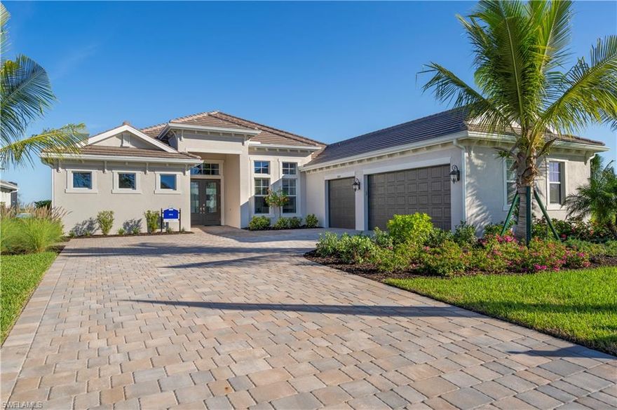 New construction!  Builder to pay one-time club dues at closing.The Iris plan embraces seamless indoor/outdoor Florida living with a 799-square-foot lanai that features plenty of space for both alfresco dining and lounging. Perfect for the growing family, this home offers four bedrooms and three full baths. A formal foyer leads into the airy great room, dining room and kitchen, featuring an expansive island and cozy breakfast nook. The sumptuous master bedroom is situated apart for privacy, offering two walk-in closets, dual sinks, a shower and soaking tub. The Iris is complete with a 3-car garage and 2,964 square feet of air-conditioned living space.  Includes social membership to Tiburon.  Virtual tour & images are of like model & are used for display purposes only.  Virtual showings are available.