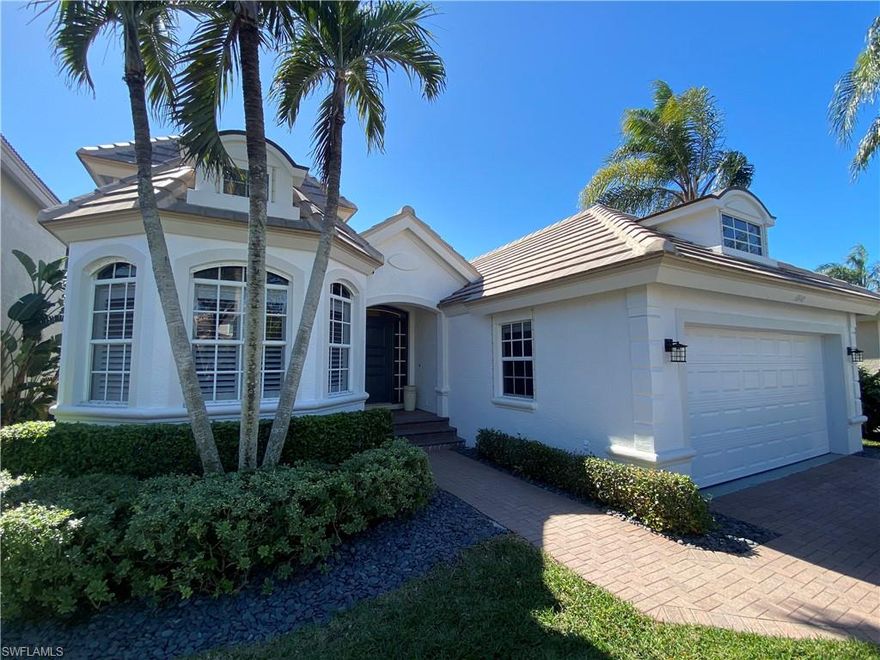 Fully renovated pool home with perfect south exposure overlooking the 10th. Buried gas tank serves the upgraded kitchen, outdoor grill and more. New roof, paint, much more, even renovated outdoor space with new cage and storm protection. Windstar has wonderful, but not mandatory club with golf, tennis, and dining overlooking the bay. Full 72 slip marina and private beach too. Better photos coming ASAP stay posted, or better yet come see and make and offer before it is gone.