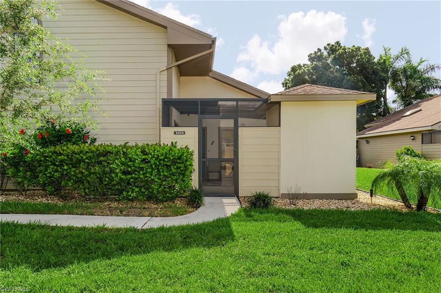 Just bring your toothbrush!  This meticulous 2 bedroom, 2 bathrooms with loft is being sold, turnkey.  Sliders in living room & guest bedroom open to your private fenced & screened-in lanai with extra storage closet.  The vaulted ceilings, skylight, and slider doors create a bright, open space.  The kitchen appliances are less than 1 year old and the kitchen comes with all the necessities.    Hidden back off Cypress Lake Dr this location is convenient to Ft. Myers and Sanibel beaches, airport, shopping, hospitals, spring training games, and schools.