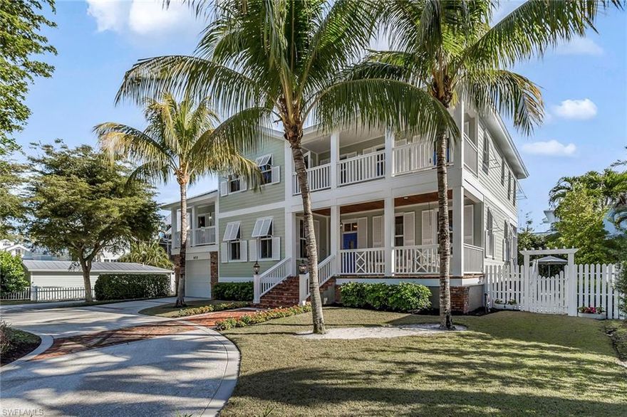 New Orleans inspired home with a Key West flair accented with Baltimore brick detail around the exterior with multiple verandas. In the heart of Old Naples a couple of blocks south of 5th Avenue South and a short distance to 3rd Street. This location has a very high walkability rating with all of the shopping, dining and beach access that the downtown Old Naples lifestyle provides. No need to have to get in the car and find a place to park. 4 bedrooms, 3.5 baths, study, art room and pool. Close proximity to Cambier Park with easy access to all of the community events and tennis programs it has to offer, Naples City Dock and the Saturday farmer's market on 3rd Street.