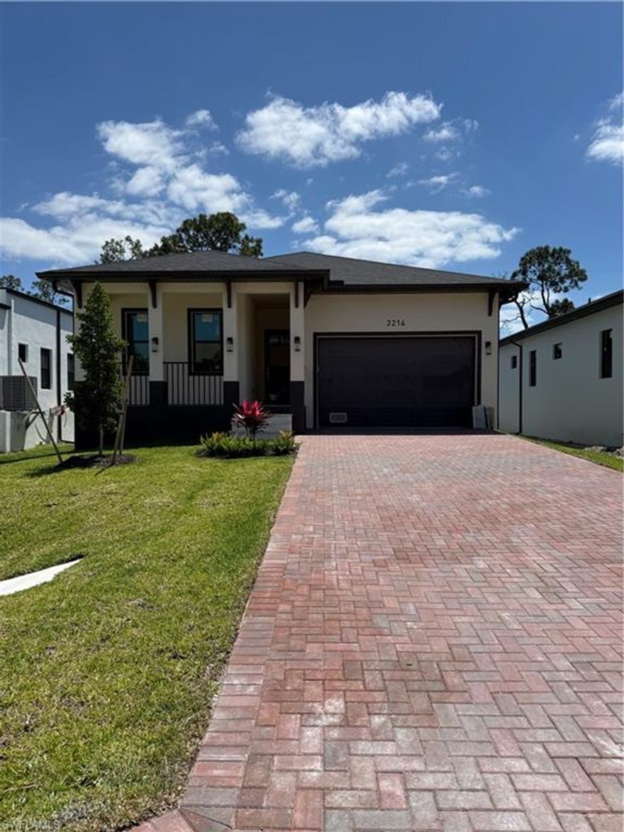 BEAUTIFUL CONTEMPORARY NEW CONSTRUCTION HOME!! 5-10 minutes away from beautiful 5th Avenue Downtown Naples Area. This is a 4 Bed 3 Bath dream home on central city water and sewer system. The house features an incredible entryway which welcomes you into the open 10' foyer area, 10' ceilings, 8' interior doors, and to the gorgeous lanai in the back. Impact Resistant Windows and Doors, beautiful kitchen island with an amazing kitchen island with waterfall counter-tops, upgraded stainless steel appliances and High efficiency A/C with ducted returns in every room. No HOA fees.