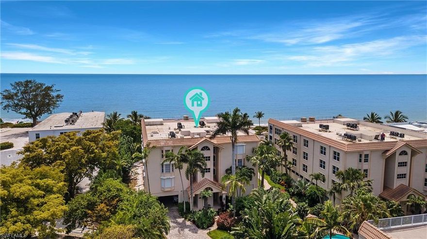 Beautiful direct Gulf-front condo lives like a private home with all the conveniences of condo living. Elevator, under building parking, sparkling community pool, tennis and private beach access. Just under 3,000 living sq. ft. offering 3 bedrooms, 3.5 baths and den. Colorful and inviting this spacious floor plan offers turquoise Gulf views from the living room, plantation shutters, crown molding, bamboo and tile floors, built-in bar, kitchen with breakfast bar, island cook top, Sub Zero and all white appliances & cabinetry. The primary suite is large with walk in closet and sliders to the screened lanai with panoramic views.  Split floor plan and ensuite bedrooms allow for maximum privacy for you and your guests. Laundry room with built-ins, plenty of storage, hurricane shutters and more. Enjoy stunning sunsets and some of the world's best shelling. Wonderful location close to all your island needs.