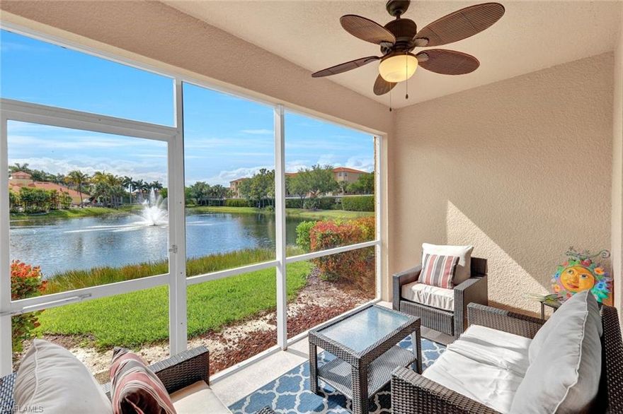 Enjoy comfortable Florida living in this first-floor, 2-bedroom, 2-bath furnished condo with serene lake views in the desirable Terraces at Riverwalk community. This well-appointed home offers convenient ground-level access and relaxing water views from your living space. Residents enjoy community amenities including a pool, spa, and exercise room. Ideally located near Sanibel Island, Fort Myers Beach, shopping, dining, and RSW International Airport, making it perfect for seasonal or year-round living. Schedule your showing today and enjoy the Southwest Florida lifestyle.