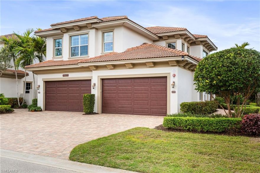 Experience the pinnacle of Lely Resort living in this 2018-built masterpiece by Stock Construction. Located within the private, guarded gates of the Classics in Tasori, this residence offers the expansive scale of a single-family estate with the effortless "lock-and-go" luxury of a boutique enclave. Your journey begins in a private foyer, where a personal elevator whisks you to nearly 3,000 sq. ft. of sun-drenched living space. This coveted "most desirable" layout features 3 generous bedrooms, 3 full baths, and a massive club room—an ideal space for a high-end home office, media retreat, or library.

The heart of the home is a chef’s kitchen designed for both daily life and grand entertaining. It features upgraded cabinetry with designer-matched island panels, premium stainless appliances, and a professional hood vented to the exterior. Stunning marble countertops and a matching marble backsplash flow seamlessly into the open-concept living and dining areas, all framed by timeless plantation shutters and modern fixtures. Peace of mind is built-in with impact-resistant glass throughout and motorized hurricane screens on the lanai that double as sunshades for year-round comfort.

Retreat to your private screened oasis, where a tranquil tree-canopy view and glimpses of the water feature create a serene backdrop for morning coffee or evening cocktails. The primary suite is a sanctuary of its own, offering a private sitting area, direct lanai access, and a spa-inspired bath with a freestanding soaking tub, a large walk-in shower, and a custom-organized walk-in closet. Guests enjoy "VIP-grade" privacy in two additional suites—one featuring sun-filled wraparound windows and the other a true en-suite bath—both complete with spacious walk-in closets. A large in-residence laundry room with a sink and extra cabinetry adds thoughtful convenience to the floor plan.

Tasori residents benefit from an intimate neighborhood feel with a private pool, clubhouse, and grill area, all while enjoying exclusive membership to the world-famous Players Club & Spa. This 15-acre tropical wonderland offers three resort-style pools, a cascading waterfall, tiki bar and dining, a state-of-the-art fitness center, full-service spa, tennis, pickleball, and a vibrant social calendar. With three championship golf courses nearby, an epoxy-finished 2-car garage, and guest parking conveniently located directly across the driveway, this is the Lely lifestyle—fully realized. Ready for you to start living the Naples dream today.