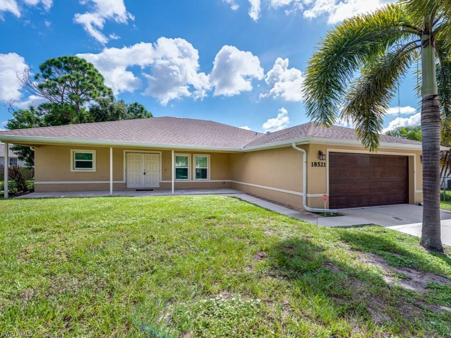 GREAT Home for first time home buyer or investor! Spacious 3 bedroom + den /2 bath/ 2 car garage single family home. Centrally located in San Carlos Park with almost 1800 sq ft of air conditioned living space, open floor plan and featuring a variety of upgrades including NEW A/C July of 2018, Freshly painted exterior 2018, freshly painted interior august 2019,  New gutters 2017, New septic system 2017,  FULL HURRICANE PROTECTION and CITY WATER!  Move in ready in the heart of south Fort Myers close to Alico Road, Three Oaks Park Way, I-75, Gulf Coast Town Center, Florida Gulf Coast University and Southwest Florida International Airport! Won’t last long!