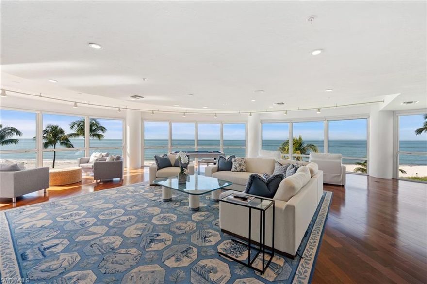 T H E----- E N C L A V E-----R E N A I S S A N C E-----NAPLES MOST UNIQUE GATED BEACH PROPERTY IS IN THE FINAL STAGE OF A 3 YEAR, $11mm REIMAGINATION.  EXQUISITE NEW SOCIAL SPACE WITH EXOTIC FINISHES.  NEW FITNESS CENTER OVERLOOKING THE GULF WITH STATE OF THE ART EQUIPMENT, PERSONAL TRAINING FACILITIES AND GLASS WALLED SAUNAS AND STEAM ROOMS.  NEW RESORT LEVEL POOL WITH 5 STAR TROPICAL FURNISHINGS, SPA, DINING PAVILION AND FIRE TABLE AREA.  NEW TENNIS AND PICKLE BALL FACILITIES.  THE FINAL PHASE, AND CROWN JEWEL, IS NOW UNDERWAY WITH THE CONSTRUCTION OF THE NEW LOBBY, ENTRY CANOPY AND FORMAL GUEST DRIVE APPROACH FLANKED BY PAIRED PALMS.  20 FT CEILINGS, GLASS PYRAMID ROOF AND EXOTIC FINISHES.  INTERIORS BY THE INTERNATIONAL FIRM FDM DESIGNS OF ONTARIO.  ESTATE 3 COMPRISES AN ENTIRE FULL FLOOR WITH PRIVATE ELEVATOR FOYER LEADING TO THE ENTRY GALLERY.  MASTERFULLY RENOVATED IN 2023, THE EXPANDED FLOOR PLAN INCLUDES VOLUMINOUS OPEN SPACES, RICH MAHOGANY WOOD FLOORS WITH FLOOR TO CEILING GLASS WALLS AT THE PERFECT  " BEACH HOUSE "  LEVEL.  NEW WHITE HIS AND HER PRIMARY BATH WITH BESPOKE GLASS WALLED SHOWER AND SOAKING TUB OVERLOOKING THE BEACH.  EXQUSITE GOURMET KITCHEN BY CHICAGO DESIGNER MICK DE GIULIO.  UNSURPASSED POST CARD VIEWS OF THE EVER CHANGING HUES OF THE GULF FRAMED BY TROPICAL PALMS.  PRIVATE AIR CONDITIONED TWO CAR GARAGE.  WITH ONLY 28 RESIDENCES, THE ENCLAVE HAS A FULL TIME STAFF OF 7 INSURING 24/7 SECURITY AND PERSONAL ASSISTANCE FOR ALL YOUR NEEDS.