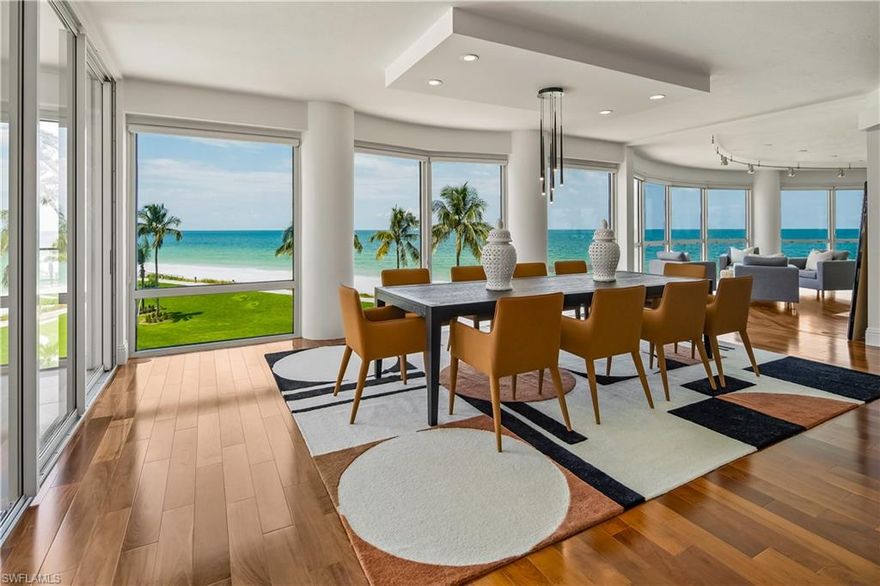 T H E----- E N C L A V E-----R E N A I S S A N C E-----NAPLES MOST UNIQUE GATED BEACH PROPERTY IS IN THE FINAL STAGE OF A 3 YEAR, $11mm REIMAGINATION.  EXQUISITE NEW SOCIAL SPACE WITH EXOTIC FINISHES.  NEW FITNESS CENTER OVERLOOKING THE GULF WITH STATE OF THE ART EQUIPMENT, PERSONAL TRAINING FACILITIES AND GLASS WALLED SAUNAS AND STEAM ROOMS.  NEW RESORT LEVEL POOL WITH 5 STAR TROPICAL FURNISHINGS, SPA, DINING PAVILION AND FIRE TABLE AREA.  NEW TENNIS AND PICKLE BALL FACILITIES.  THE FINAL PHASE, AND CROWN JEWEL, IS NOW UNDERWAY WITH THE CONSTRUCTION OF THE NEW LOBBY, ENTRY CANOPY AND FORMAL GUEST DRIVE APPROACH FLANKED BY PAIRED PALMS.  20 FT CEILINGS, GLASS PYRAMID ROOF AND EXOTIC FINISHES.  INTERIORS BY THE INTERNATIONAL FIRM FDM DESIGNS OF ONTARIO.  ESTATE 3 COMPRISES AN ENTIRE FULL FLOOR WITH PRIVATE ELEVATOR FOYER LEADING TO THE ENTRY GALLERY.  MASTERFULLY RENOVATED IN 2023, THE EXPANDED FLOOR PLAN INCLUDES VOLUMINOUS OPEN SPACES, RICH MAHOGANY WOOD FLOORS WITH FLOOR TO CEILING GLASS WALLS AT THE PERFECT  " BEACH HOUSE "  LEVEL.  NEW WHITE HIS AND HER PRIMARY BATH WITH BESPOKE GLASS WALLED SHOWER AND SOAKING TUB OVERLOOKING THE BEACH.  EXQUSITE GOURMET KITCHEN BY CHICAGO DESIGNER MICK DE GIULIO.  UNSURPASSED POST CARD VIEWS OF THE EVER CHANGING HUES OF THE GULF FRAMED BY TROPICAL PALMS.  PRIVATE AIR CONDITIONED TWO CAR GARAGE.  WITH ONLY 28 RESIDENCES, THE ENCLAVE HAS A FULL TIME STAFF OF 7 INSURING 24/7 SECURITY AND PERSONAL ASSISTANCE FOR ALL YOUR NEEDS.