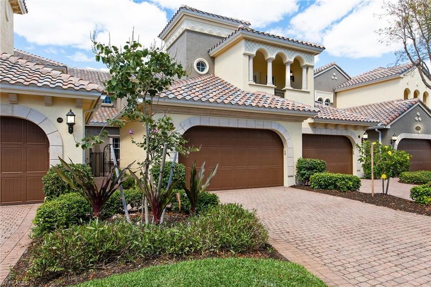 This coach home is located on the 4th Hole of the Rookery Golf Course.   Light and Bright, beautifully decorated, neutral decor, 3 Bedroom, 3 Bath, 2 Car Garage, Gourmet Kitchen with Gas Stove, Granite Counters. Crown molding, California Closets. Large Lanai with Electric Storm Shutters. Very quiet, peaceful location close to the village pool. A lifestyle of luxury is ensured in this residence enhanced by the 54,000-square-foot club and spa, full-service spa, fitness center complete with personal trainers and fitness classes, 3 swimming pools, championship golf courses, six tennis courts with 15 competitive teams, two Pickleball courts, social activities, casual dining and fine dining. Optional golf, beach, marina memberships are available. Fiddler's Creek is located close to the Marco Island Executive Airport, beaches, shopping, restaurants, boating and easy access to Naples 5th Avenue.