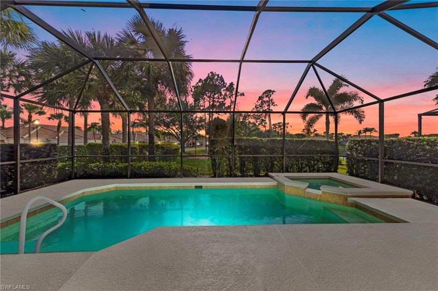 Experience luxury resort-style living in this coastal Key West inspired 3-bedroom, 2-bath single-family pool home, located in the prestigious gated community of Colonial Country Club in Fort Myers. Offered TURNKEY, fully appointed with elegant furnishings and everything you want! This home is a showstopper and is situated on a premium corner lot with lush tropical landscape! This home showcases 3 bedrooms and 2 full baths. The Primary suite is inviting and has a fabulous view overlooking the sparkling pool/spa and serene lake. It is comfortable with beautiful furnishings, volume ceiling, plush carpet, double basin vanity, large walk-in shower, spacious walk-in closet and tile flooring. The kitchen is a chef's dream with brand new, top of the line, black and stainless appliance package, pantry and all wood cabinetry! The tropical lanai has a newly renovated enclosure that features "super screen" protection and a heated saltwater pool/spa equipped with the Aqua-link automation system for total smartphone control. This is truly a tropical oasis where you can enjoy both beautiful sunrises and sunsets. This home's floorplan is comfortable, open with volume ceilings and seamlessly perfect for entertaining your friends for a BBQ pool party or a holiday family get together! For peace of mind the home offers a NEWER tile roof, all-home surge protection, NEW exterior paint, and a mix of electric and accordion hurricane shutters. With southern exposure, this home is bathed in warm natural sunlight throughout. Additional highlights include a 2-car garage. Enjoy all the resort-style amenities Colonial Country Club offers—golf, tennis, pickleball, fitness center, walking trails, dining, and more. The Sunset Grille, boasts indoor/outdoor dining and a lively sports bar atmosphere and is a favorite place for residents to gather. Colonial is a very active, friendly community offering entertainment nightly from live music, trivia, Name that Tune, Bingo, Bunco, card and game clubs. Colonial Country Club accolades include being recognized as one of America's Healthiest Clubs, receiving distinguished awards for excellence in hospitality, culinary delights, and racquet operations from Club and Resorts Business Magazine. 2024 International Wine Society Merit Award. A social membership is included and if you want to play on the all newly renovated Gordon Lewis golf course, it is on a pay as you play basis! Colonial Country Club is conveniently located near all the SWFL world-class beaches, medical facilities, shopping, entertainment venues, downtown Fort Myers district, RSW airport, spring training baseball stadiums and so much more! This is the GLASS SLIPPER of home and club combined and the perfect fit for YOU! Experience the magic of Southwest Florida living and turn your tropical dream into reality at Colonial Country Club—come see for yourself, fall in love, and let us hand you the key to unlock the lifestyle you dream of, where everyday feels like a vacation!