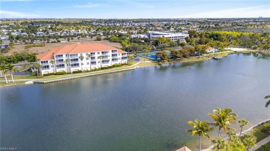Located in Building One with spectacular lake views! Convenient access to pool , clubhouse and tennis/pickleball courts and easy access to Publix shopping area. 
Enjoy spacious Springfield floor plan with two spacious bedrooms plus den. Newer appliances, fans and recessed lighting.  This Condo is very well maintained and includes a two-car garage.  Easy to show.