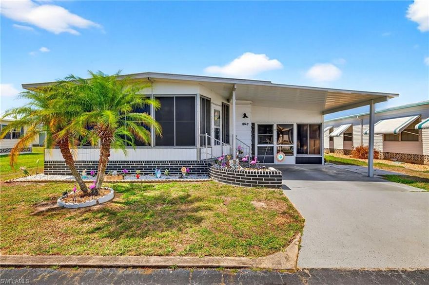 Welcome home to Lazy Days Village! This beautifully appointed home is perfectly situated at the end of a quiet, peaceful street, offering both privacy and charm. Step inside to a spacious, light-filled family room that flows seamlessly into an inviting eat-in dining area and a well-designed kitchen featuring stainless steel appliances, solid surface countertops, a stylish tile backsplash, and a convenient pantry. The generously sized primary suite is a true retreat, complete with a private bath showcasing farmhouse-inspired accents, a walk-in shower, and an oversized closet with abundant space for your wardrobe and accessories. Additional built-in storage, including a chest of drawers and extra closet space, ensures everything has its place. The second bedroom is thoughtfully positioned just across from the updated guest bath, which also features current farmhouse-style finishes. Luxury vinyl plank flooring runs throughout the main living areas and bedrooms, adding both durability and modern appeal. *METAL ROOF 2023 * ROOF OVER ON MAIN ROOF & LANAI 2024* WHOLE HOUSE REPLUMBED 2024*   AND VAPOR BARRIER 2025*!! This home truly shines with not one, but two expansive enclosed spaces. The first is a spacious Florida room, accessed through sliding glass doors off the family room—perfect for relaxing or entertaining year-round. The second, located near the ground-level carport entrance and enhanced with custom blinds, offers incredible flexibility as a hobby space, bonus room, or additional entertaining area. Additionally, a large separate undercover laundry room provides even more versatility—perfect for use as a tool shed, hobby room, or extra storage space.  Don't forget the amenities...take a stroll through this friendly, vibrant 55+ community and enjoy the heated pool, shuffle board, pickle ball, peaceful park like ponds, and lots of social events!