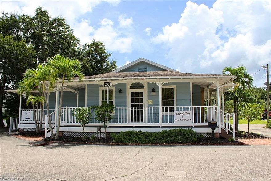 This quaint 1920’s property features three individual offices, two restrooms and each with their own little charm. Each office has its own entrance located on the large wrap around patio. The building has been painted and landscaped. This executive office space is located in Downtown Fort Myers and the perfect place for an owner-user space or investment property. For personal use or investment purposes, several offices can be combined to accommodate business needs and various sizes. This historic property is located off Victoria Ave, just West of US-41 a major roadway throughout SWFL, and East of McGregor.
